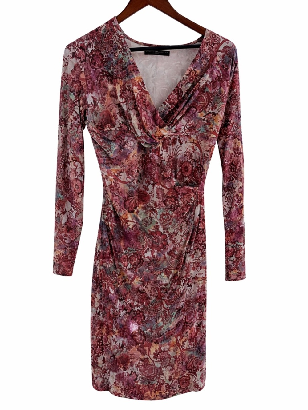 Peruvian Connection Floral Ruched Dress M Boho Romantic Stretch